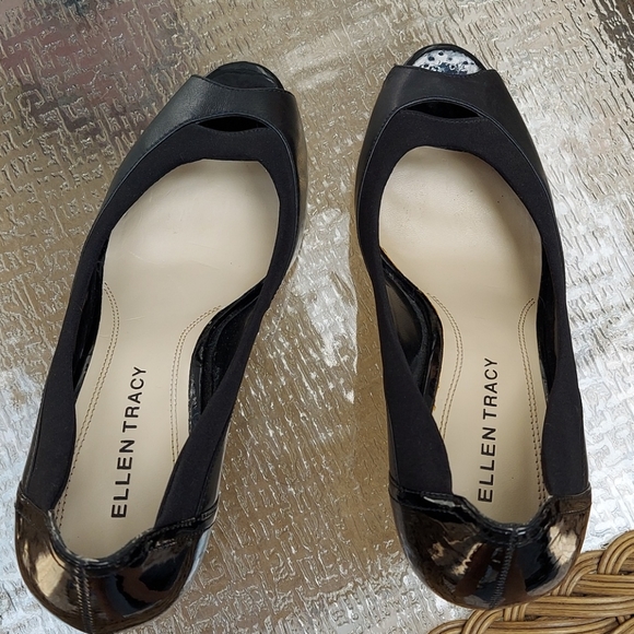 Ellen Tracy, Black peep toe heels, size 9 - Picture 6 of 8